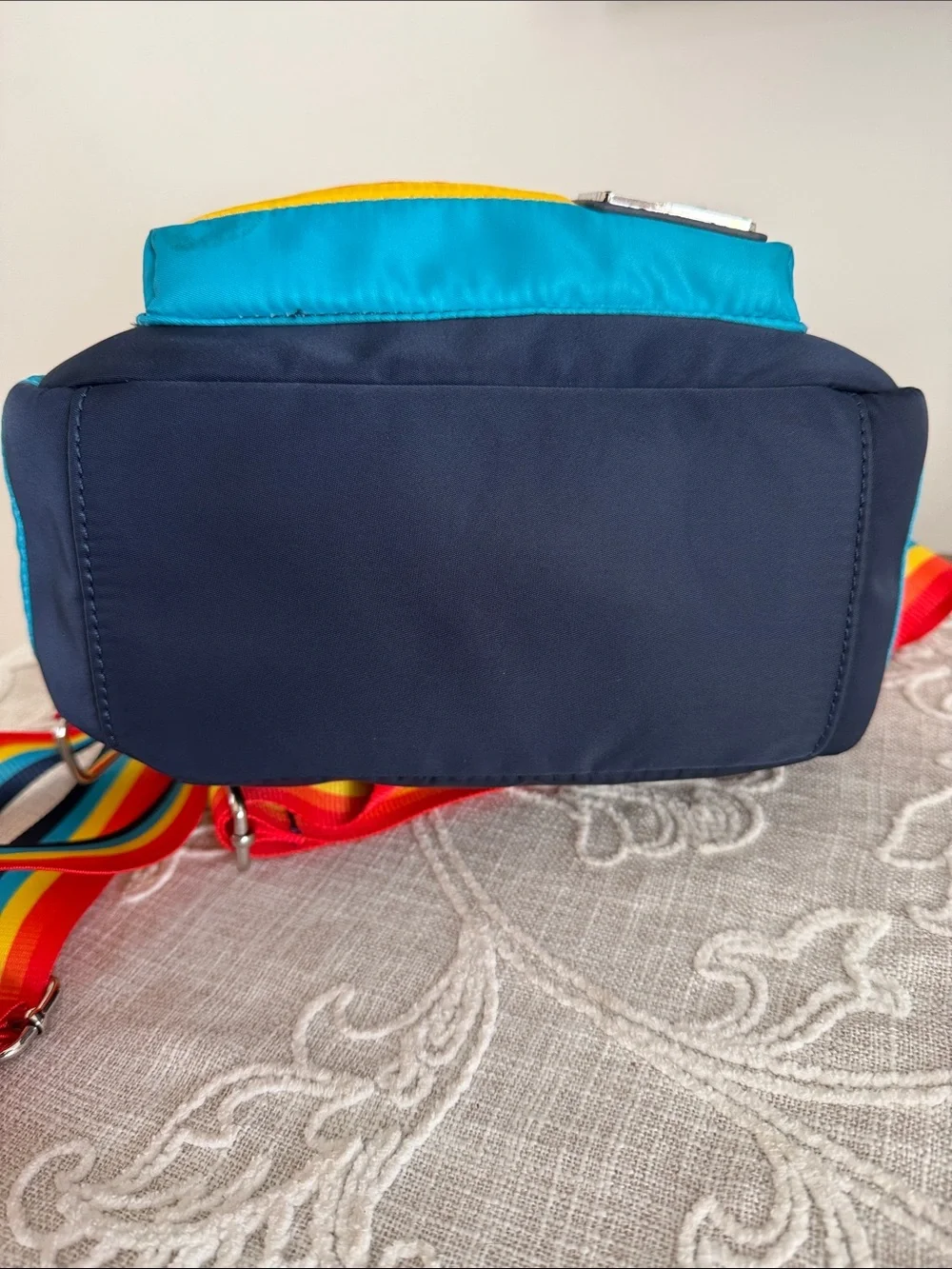 Disney Cruise Line Loungefly Small Navy Backpack Bag with Rainbow Stripes